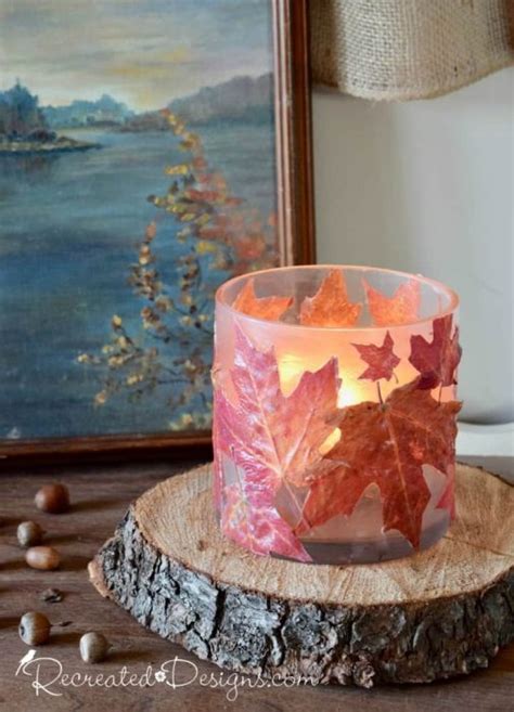 Make A Stunning Fall Candle Holder With Real Leaves Recreated Designs