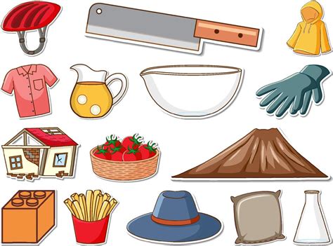 Sticker Set Of Mixed Daily Objects 7207973 Vector Art At Vecteezy