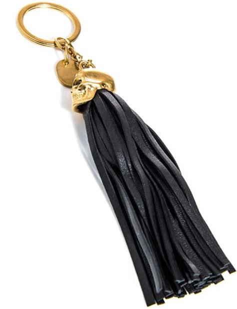 Alexander Mcqueen Skull And Tassel Key Ring In Gold For Men Lyst