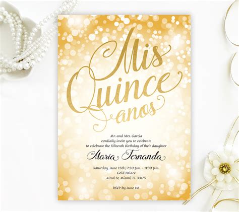 Gold Quinceanera Invitations - LemonWedding