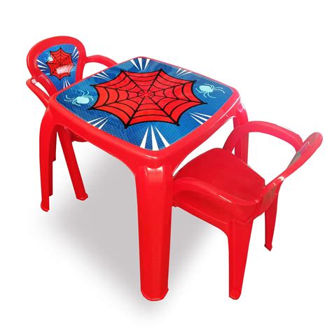 Mesa Mesinha Infantil Cadeiras Plastica Spider Aranha Menino Kit