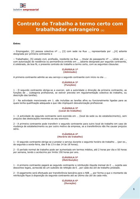 Pdf Contrato De Trabalho A Termo Certo Trabalhador Pdf