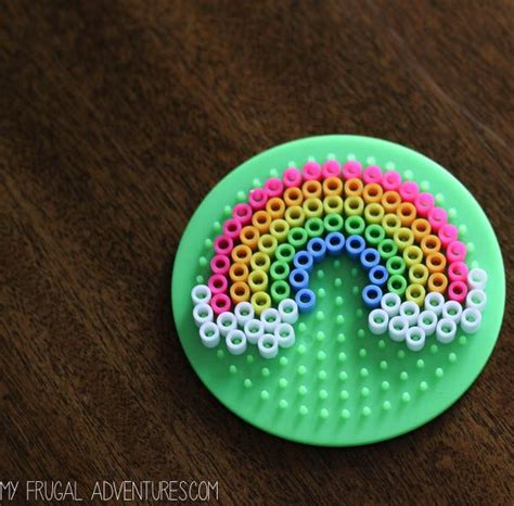 Rainbow Perler Bead Keychain My Frugal Adventures Hama Beads