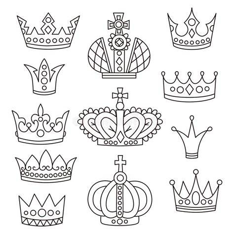 Crowns Set Royal Symbols Tiara Jewelry Design Elements Collection