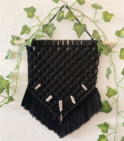 Black Macrame Wall Hanging Macrame Wall Decor Bohemian Wall Etsy