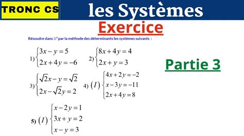 Maths Tronc Cs Quations In Quations Syst Me Exercices Corrig S Partie