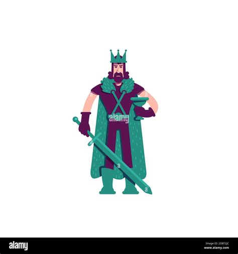 Ruler Flat Color Vector Character Medieval King Monarch In Crown And