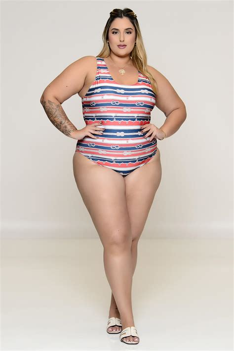 Maiô Plus Size Clássico Navy Vk Moda Plus Size