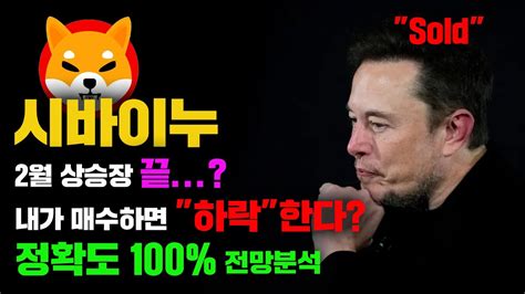 시바이누 긴급 정확도 100 전망분석 2월 상승장 이대로 끝 내가 매수하면 하락 해버린다ㅠ코인시황