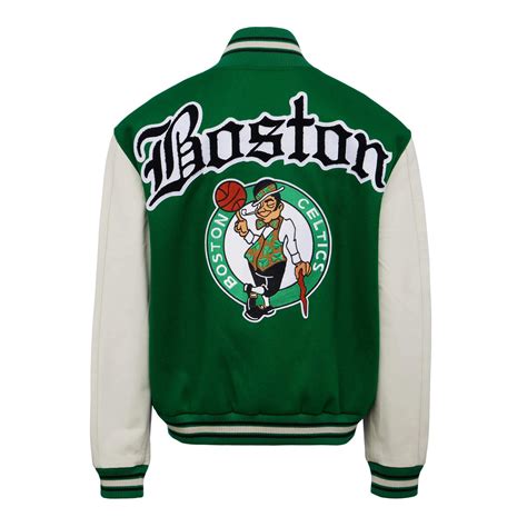 NBA Boston Celtics Green and White Varsity Jacket - FJM