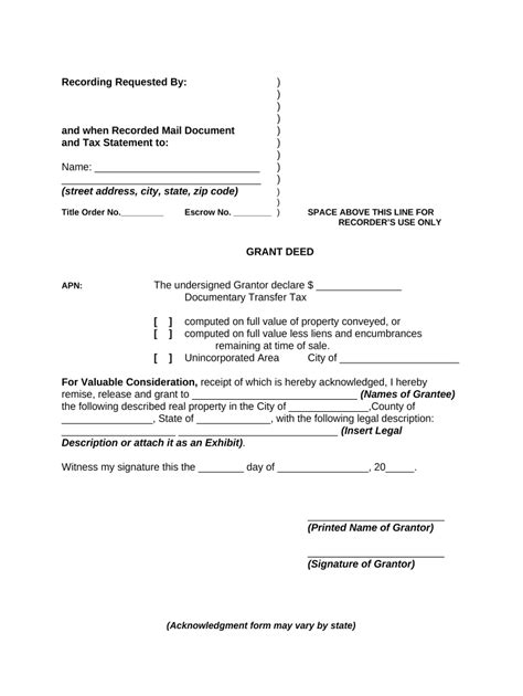 Grant Deed Sample Form Fill Out And Sign Printable PDF Template