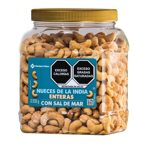 Nueces De La India Member S Mark Enteras Con Sal De Mar 935 G A Precio