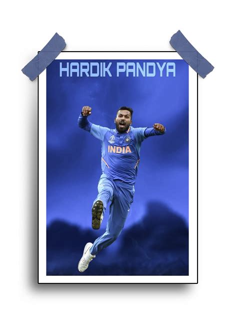 Hardik Pandya Poster Cricket Wall Art Printitnice