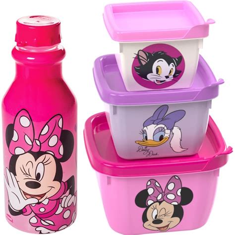 Kit Lanche Escola Minnie Rosa Infantil Potes E Garrafa Shopee Brasil