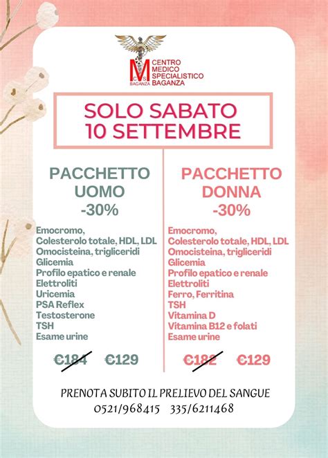 Centro Medico Specialistico Baganza Promozione Esami Del Sangue