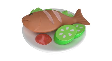 Cartoon Cooked Fish 3D Model - TurboSquid 1954975