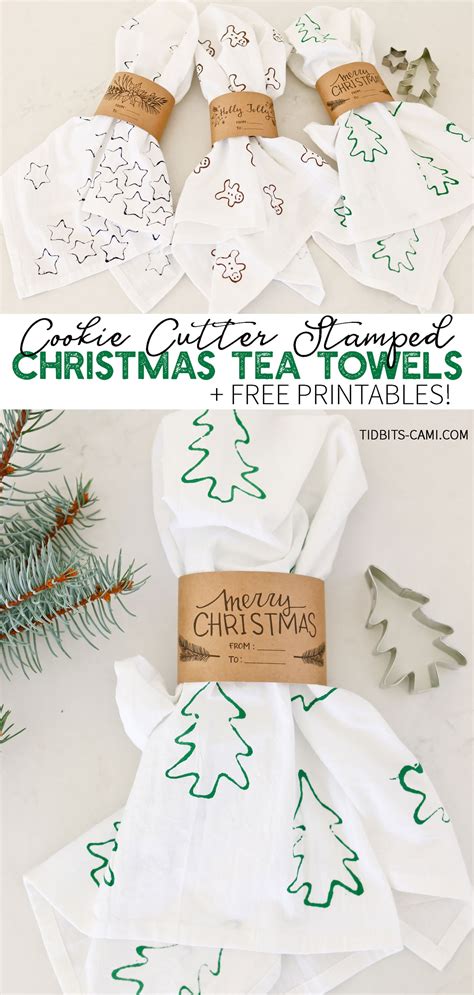 Cookie Cutter Stamped Christmas Tea Towels Tidbits