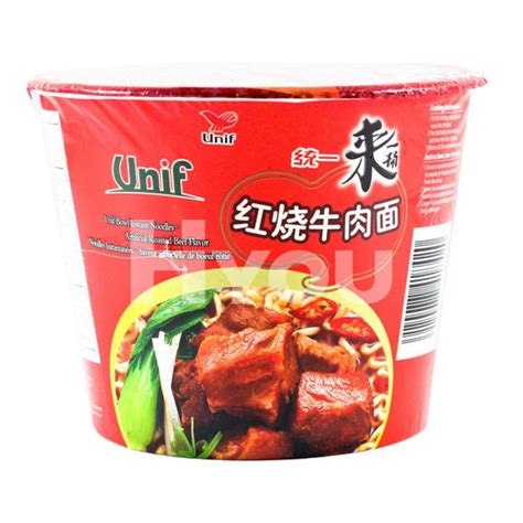 Unif Bowl Instant Noodle Artificial Roasted Beef 110g ~ 统一桶面 红烧牛 110g