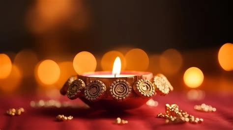 Premium AI Image | A diwali candle with gold decorations