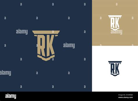 Rk Monogram Initials Logo Design With Pillar Icon Attorney Law Logo