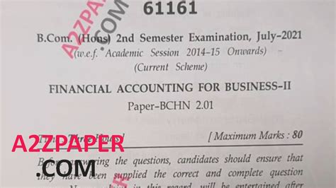 Mdu Bcom Hons Nd Sem Financial Accounting For Business Question Paper