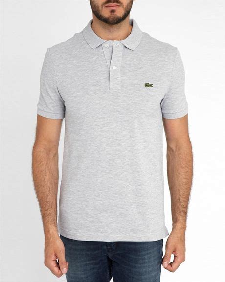 Lacoste Light Grey Logo Short Sleeve Slim Fit Polo Shirt In Gray For