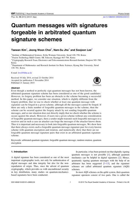 Quantum Messages With Signatures Forgeable In Arbitrated Quantum