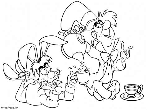 Mad Hatter And March Hare Coloring Page