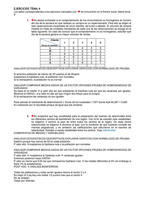 Ejercicios Tema 4 Ejercicios Tema 4 Los Datos Correspondientes A Los Ejercicios Marcados Con