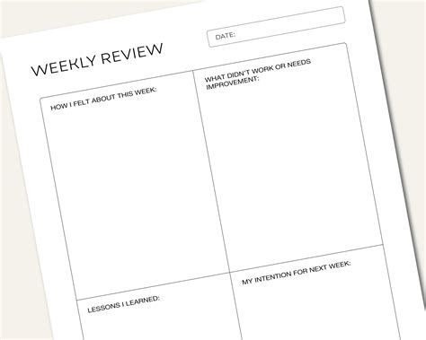 Weekly Review Printable, Printable Weekly Review, Weekly Reflection