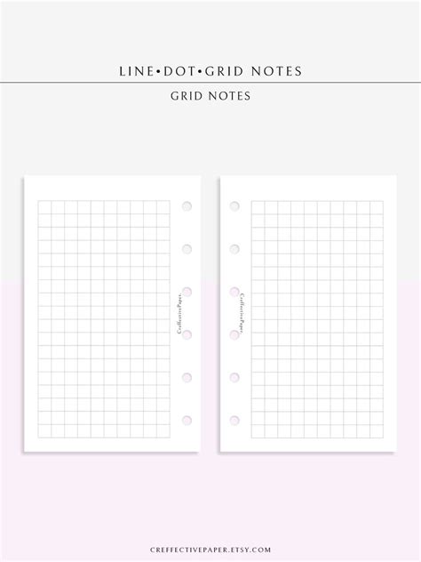 Filofax Mini Printable Line Dot Grid Notes Paper Template Etsy