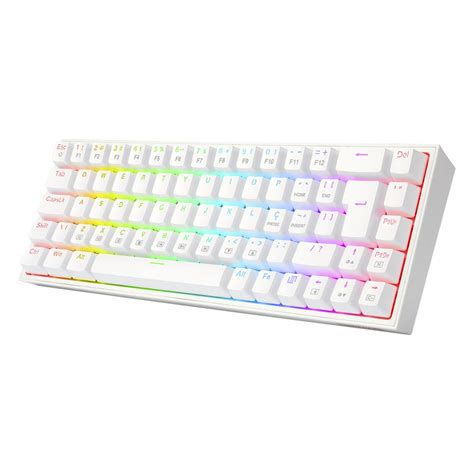 Teclado Mecânico Gamer Redragon Castor RGB Switch Blue ABNT2 White