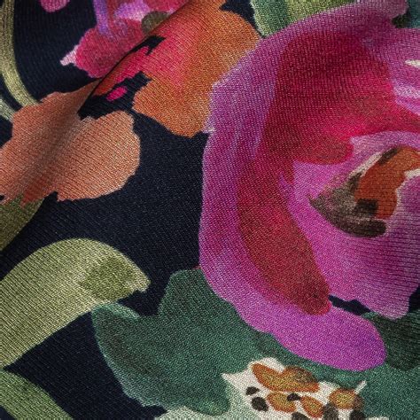 Viscose Twill Panel Navy Pink And Green Floral Mood Exclusive