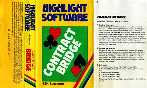 Contract Bridge At Spectrum Computing Sinclair ZX Spectrum Games