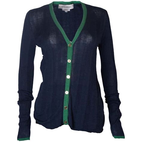 A Vintage 2000 Navy Silk Mix Cardigan By Yves Saint Laurent At 1stdibs