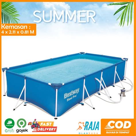 Jual Bestway 56424 Kolam Renang Keluarga Rectangular Frame Swimming