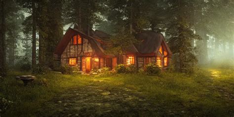 A Cottage In The Woods 8k Fantasy Hyper Realistic Stable