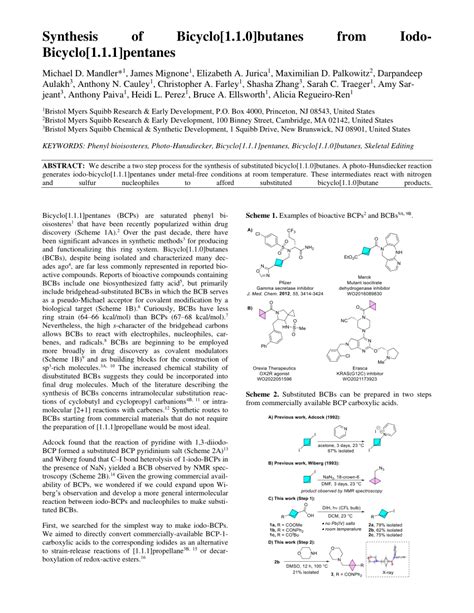 Pdf Synthesis Of Bicyclo Butanes From Iodo Bicyclo Pentanes