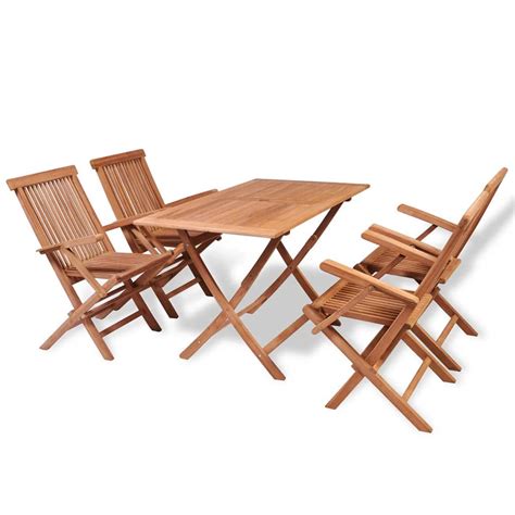 Mobilier D Ner De Jardin Pcs Bois De Teck Massif Vidaxl Leroy Merlin