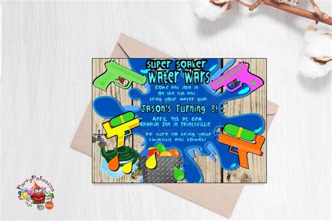 Printable Super Soaker Party Invitation Camo Etsy