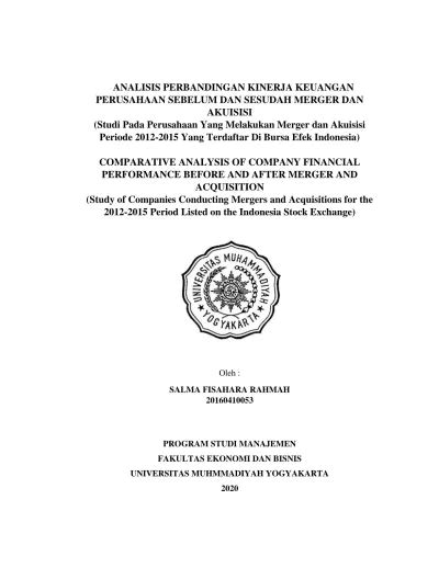 Analisis Perbandingan Kinerja Keuangan Perusahaan Sebelum Dan Sesudah