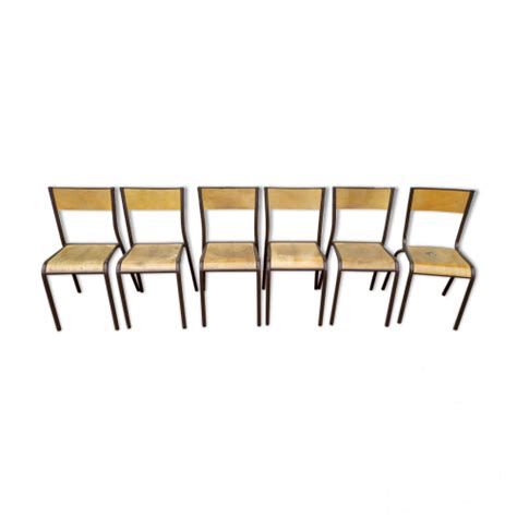 Lot de 6 chaises d école bois métal empilable ancienne hauteur