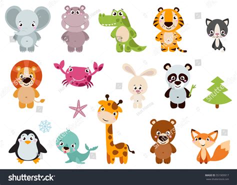 Big Set Isolated Animals Vector Collection Stock Vector (Royalty Free ...