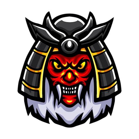 Rotes Oni Kopf Logo Maskottchen Design Premium Vektor