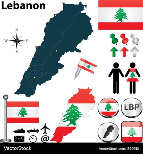 Map of lebanon Royalty Free Vector Image - VectorStock