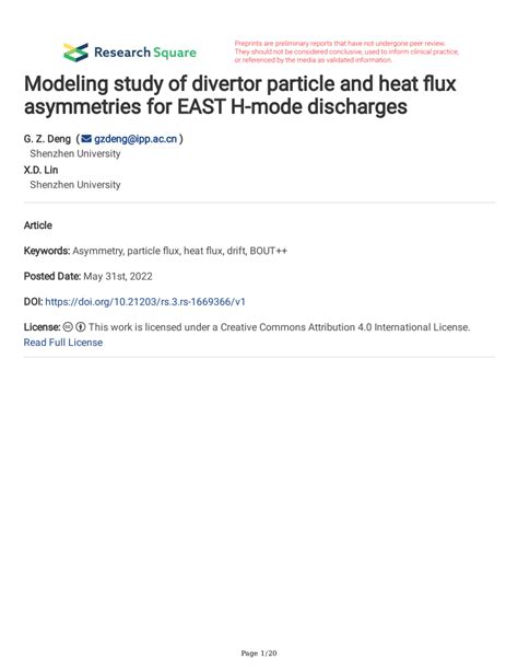 PDF Modeling Study Of Divertor Particle And Heat Flux Asymmetries For