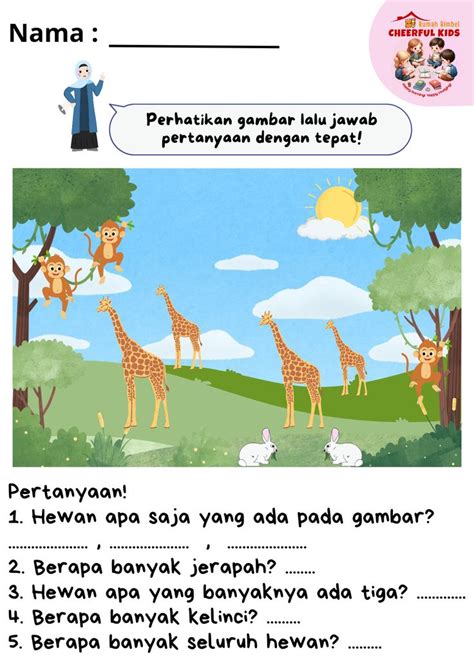 menjawab soal  gambar   preschool activities printable