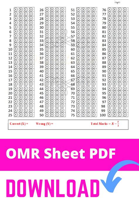 Omr Sheet 100 Questions My Notebook