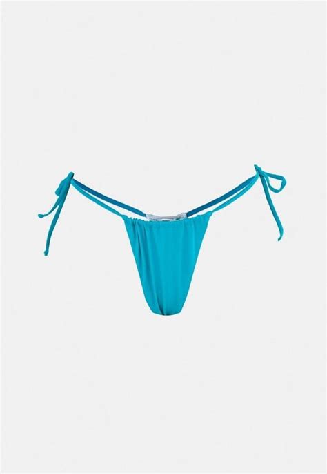 Missguided Recycled Teal Minimal Tie Side Thong Bikini Bottoms