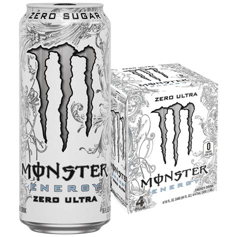 Monster Energy Zero Ultra Sugar Free Energy Drink 16 Fl Oz 4 Pack